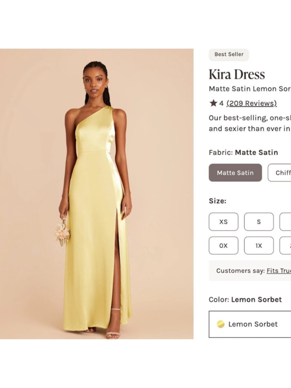 Birdy Grey Kira Dress — Lemon Sorbet One-Shoulder Satin Gown